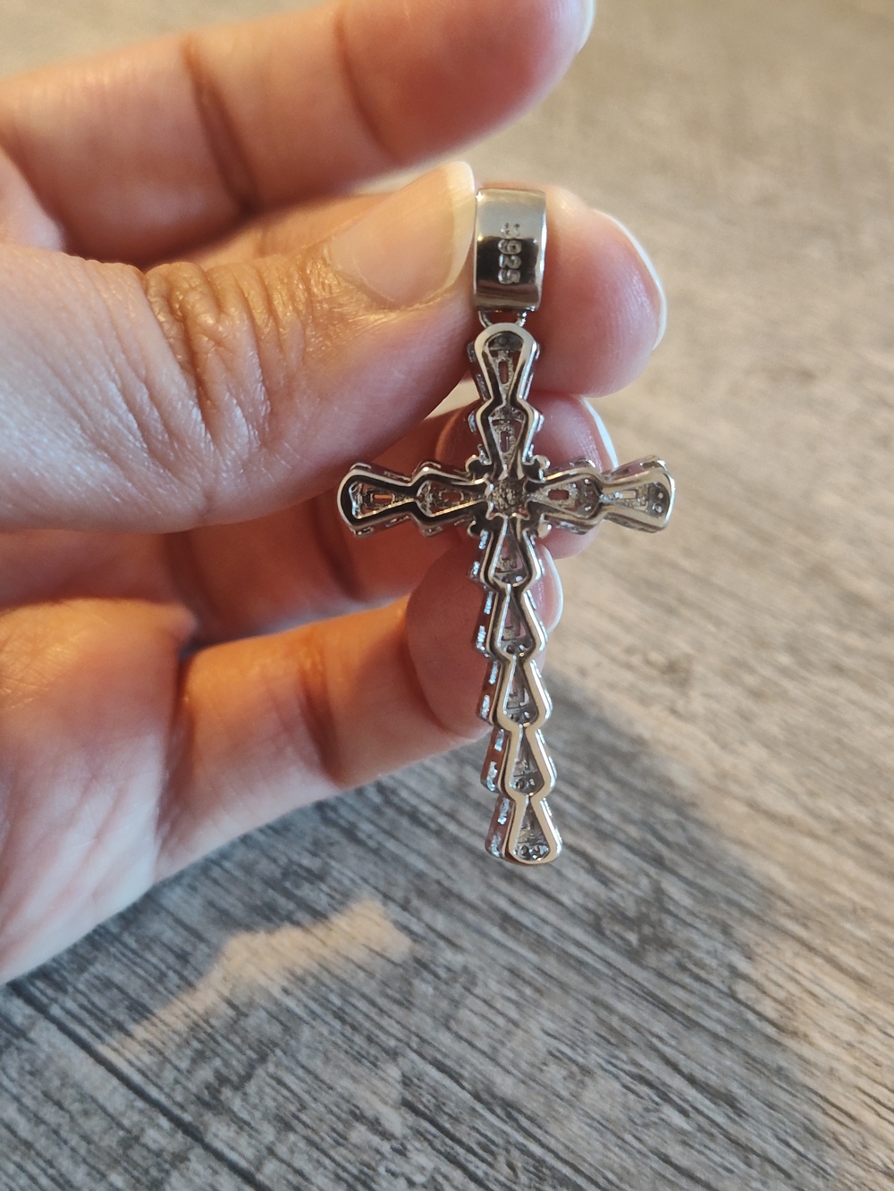 Sterling Silver Cubic Zirconia Cross Pendant - White - Picture 5 of 5